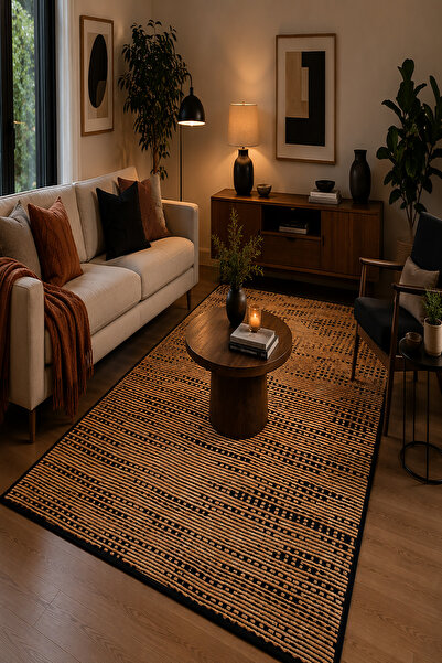 Prestij Home TEKSTİL Şönil Yıkanabilir Pamuk Kilim Salon Koridor Mutfak Halıs...