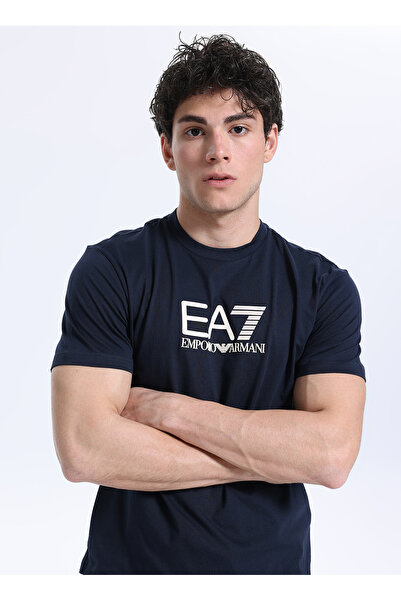 EA7 Lacivert Erkek Slim Fit Logo Baskılı T-Shirt TRAIN VISIBILITY TEE