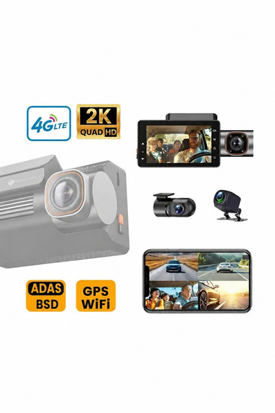 Wevolt HB-50 4 KAMERALI YENİ 4G UZAKTAN İZLEMELİ 2K ÖN KAMERALI ARAÇ KAYIT KA...