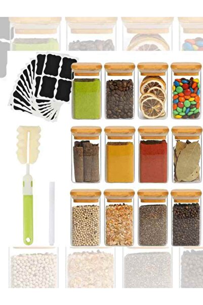 Generic 12-Piece Food Storage Glass Jars with Bamboo Airtight Lids Clear Zero...