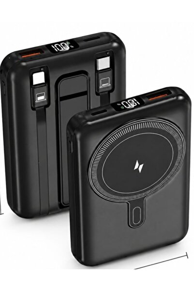 Generic Portable Wireless Charging Power Bank with Built-in Dual Charging Cables