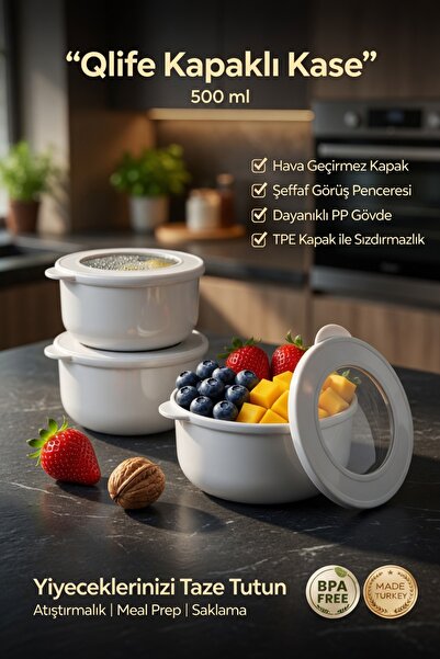 GENCHOME HOMEWARE وعاء كيوليف مع غطاء، حاوية تخزين 500 مل (قطعة واحدة) |   غط...
