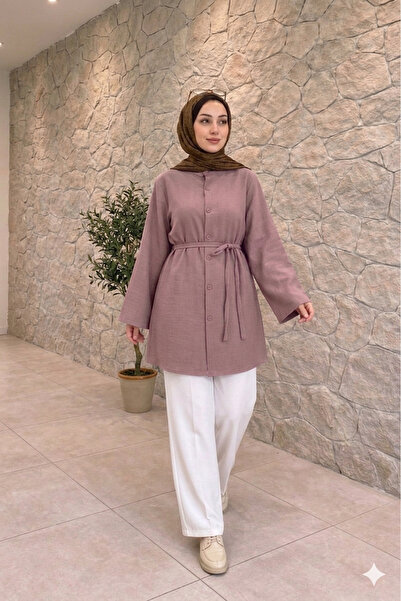 Mina Terzi&Butik Dügmeli kuşaklı gömlek