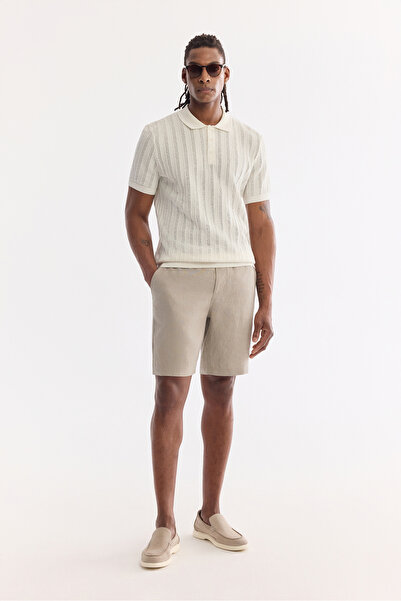 Avva Erkek Gri Beli Lastikli %100 Keten Relaxed Fit Şort B003732