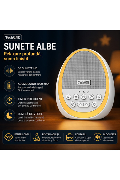 Techone Dispozitiv de sunet W06 Alb 29 Sunete HD