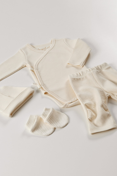 tinylamb Honey Beetle Organic Cotton Newborn Mini Hospital Discharge Set-cream
