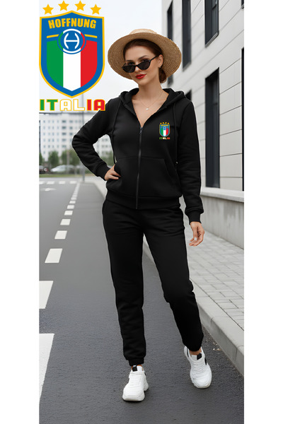 HOFFNUNG Set de trening unisex pentru bărbați/femei ITALIA, cu glugă, oversiz...
