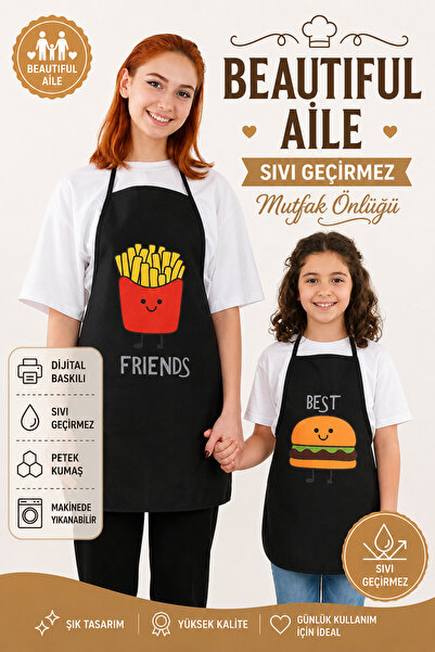 sevilya Beautiful Aile Sıvı Geçirmez Su Geçirmez Mutfak Önlüğü Yetişkin ve Ço...