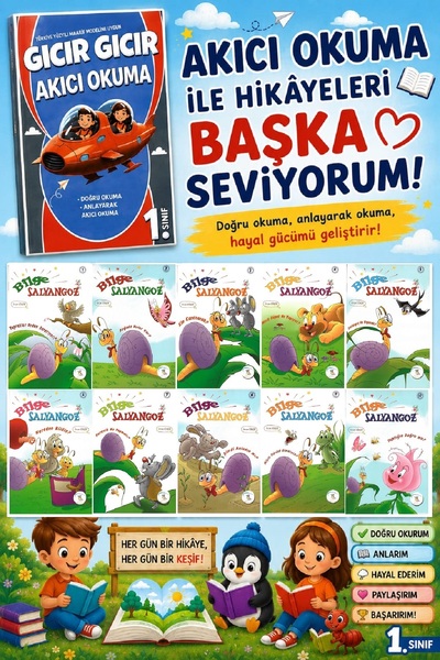 5 Renk Yayınları 1 .Sınıf Tavsiyeli Okumayı Hızlandıran 11 Kitap Seti -2 (16 ...