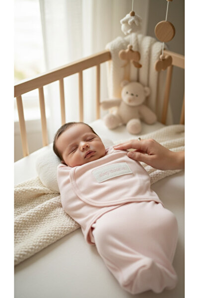 THELAKIDS ‘Sleep mode:on’ Aplikeli Örme Bebek Kundak - Pudra