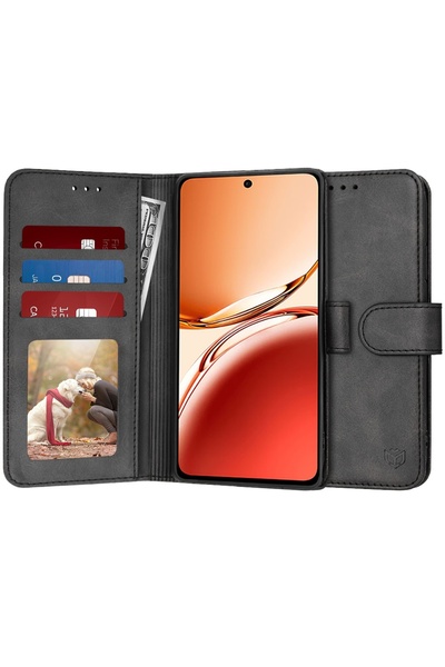 Techsuit Husă pentru Oppo Reno12 F 4G / Reno12 F 5G / Reno12 FS - Jurnal - Negru