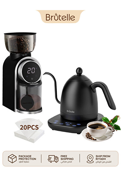 Brutelle Pour Over Coffee Maker Set Electric Gooseneck Kettle V02 Filters Bur...
