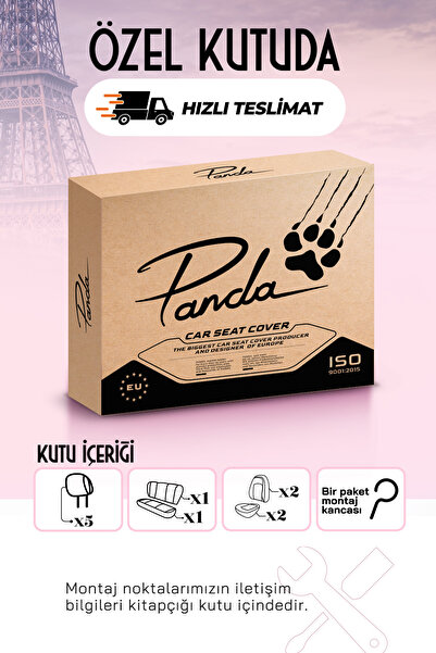 Panda Kılıf PANDA PARİS SERİSİ PİKE KUMAŞ OTO KOLTUK KILIFI - TAM SET