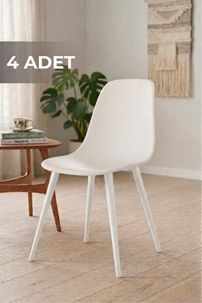 Abant White Chair with White Legs Set of 4