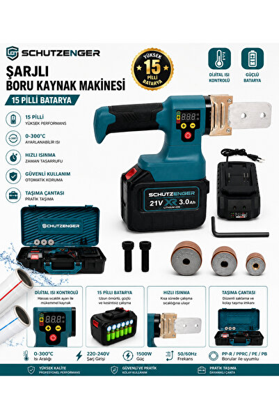 SCHUTZENGER ALMAN 928Vf 15 PİLLİ ÇİFT AKÜ PLASTİK PVC BORU KAYNAK MAKİNASI KA...