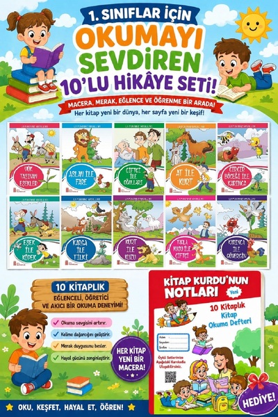 Ata Yayıncılık 1.Sınıflar İçin Okumayı Sevdiren 10 lu Hikaye Seti 9 (Kitap Ok...