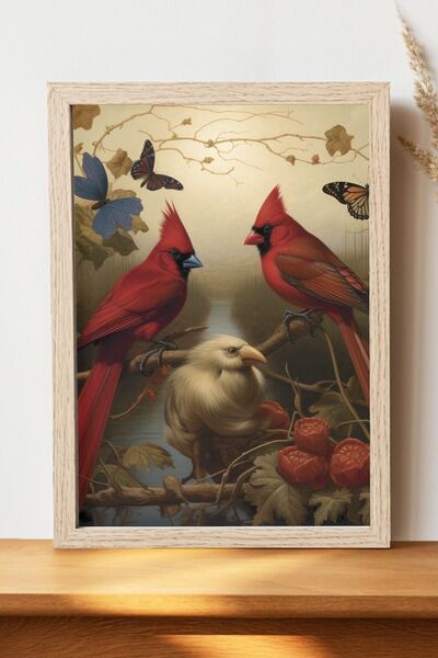 Luna Marissa Αφίσα Cardinal Bird - Αφίσα τοίχου από γυαλιστερό χαρτί χωρίς πλ...