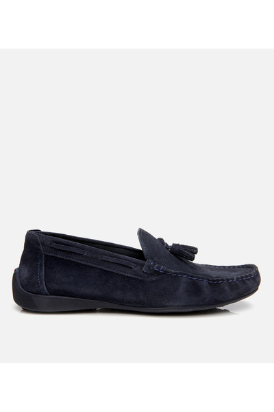 Hotiç Men's Suede Leather Navy Blue Tassel Detailed Casual Loafer