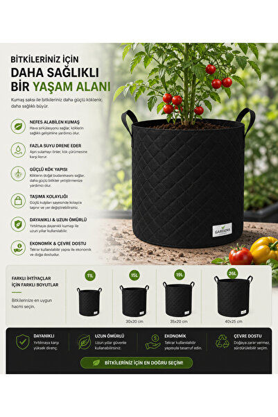 Gardens Garage 15L Kumaş Saksı