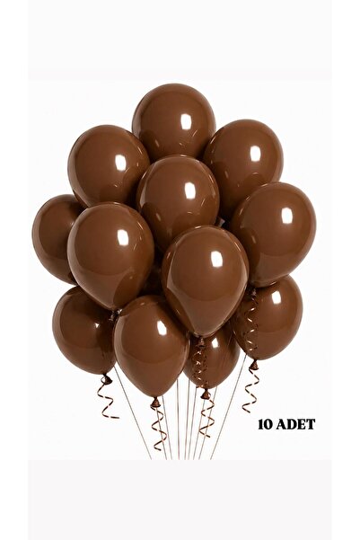 Sev-AL Balonları Çikolata Rengi Lateks Balon 10’lu Set 11 İnç Doğum Günü Part...