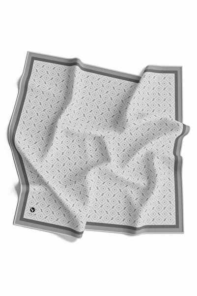 Vissona Kristal Çıtır Desenli Gri - Füme Renkli 90x90 Eşarp (İpek İçermez) Ke...