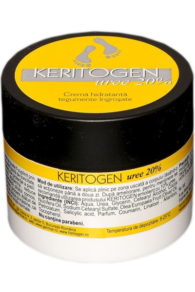Herbagen Crema Keritogen cu uree 20% hidratanta tegumente ingrosate 50g