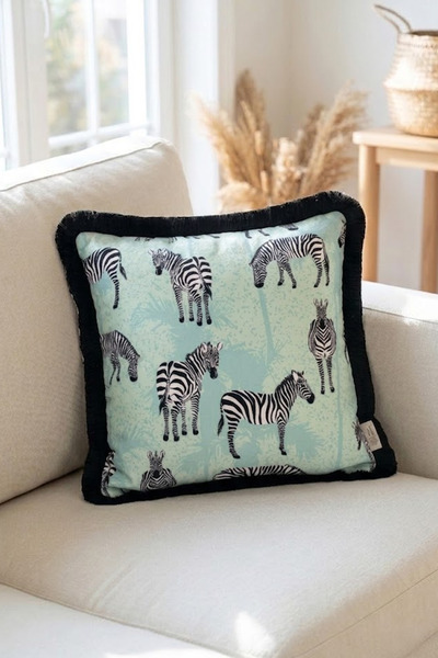 Alseko Concept Husă de pernă decorativă pătrată de 43x43cm, cu ciucuri negri ...