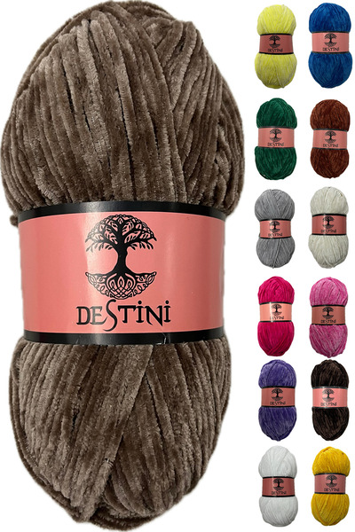 destini İnce Kadife İp 100 gr 200 Metre Amigurumi El Örgü İpi Ceket Yelek Bat...