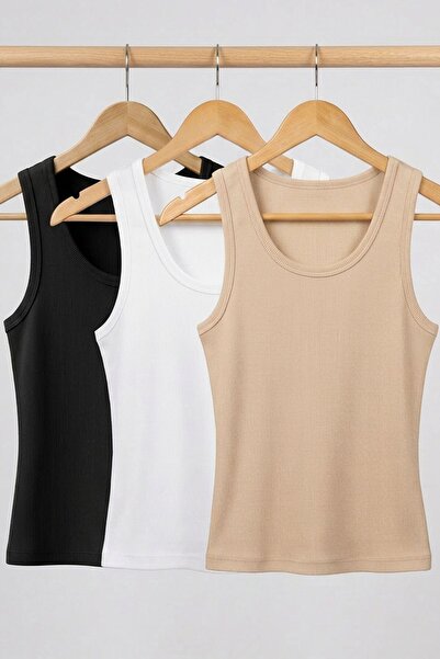 COTENCONCEPT 3 piese Tricou cu bretele din amestec de viscoză, cu nervuri