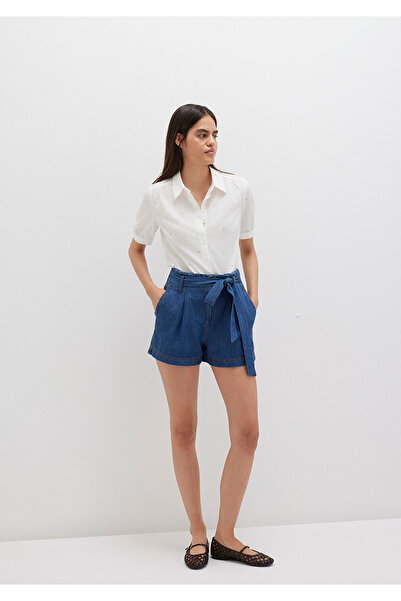 Mavi Kemer Detaylı Denim Şort 1410214-86971