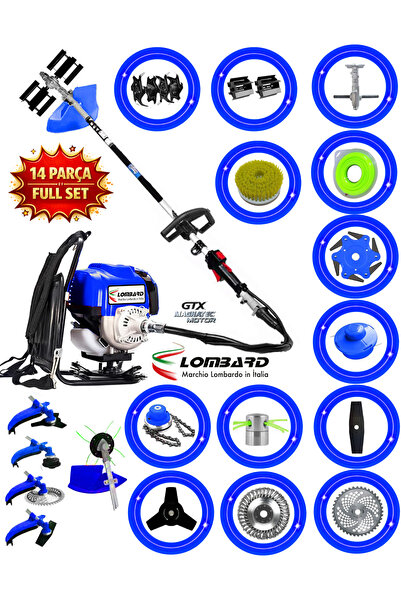 Cros LOMBARD İtalia 543 LB TURBO 10 İn 1 Sırt Tipi Ot Çim Biçme Tırpanı + Top...