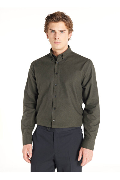 Ted Baker KOYU HAKİ FLANEL COMFORT FİT GÖMLEK