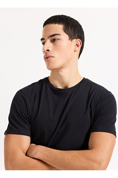 SUPERDRY Siyah Erkek Regular Fit T-Shirt CLASSIC ESSENTIAL TEE