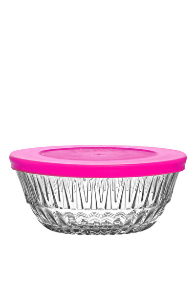 LAV Alinda Glass Storage Container Set of 6 Small Size 345 ml Round Pink Plas...