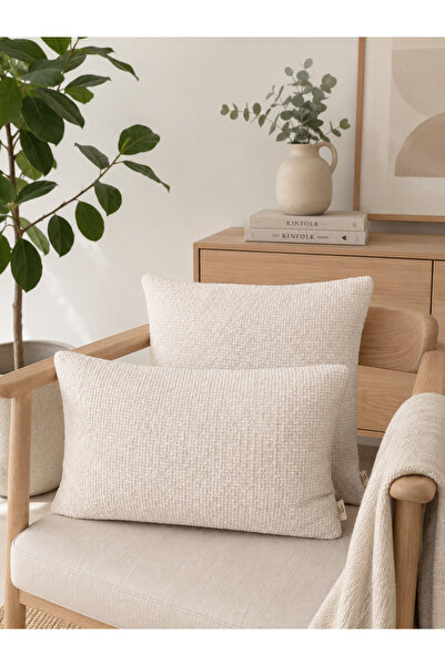 Decamor home Bohemian Knitted Ecru Throw Pillow Cover 1 Piece