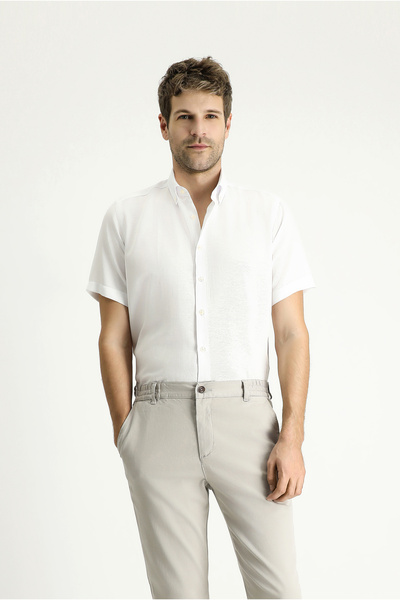 Kiğılı Short Sleeve Regular Fit Pattern Cotton Easy-Iron Shirt