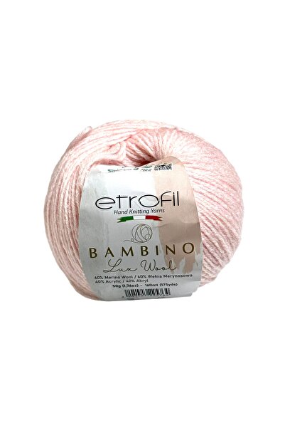 Etrofil Bambino Lux Pudra Pembe Yumuşak Örgü İpi %60 Merino Yünü %40 Akrilik ...
