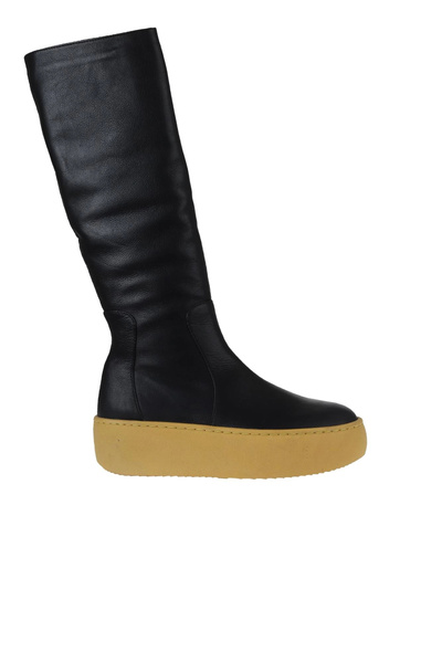 Bueno Shoes Cizme de damă din piele neagră și galbenă cu toc pană 01wv5508