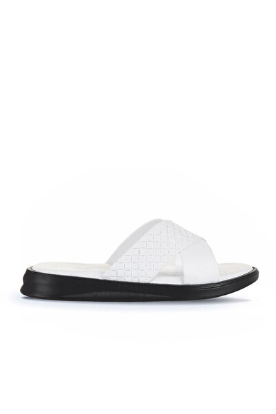 Bueno Shoes Λευκό Δερμάτινο/Διχτυωτό Ανδρικές Παντόφλες Flat 25mt2230