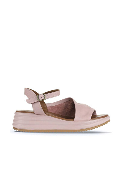 Bueno Shoes Dusty Rose Leather Women's Wedge Heeled Sandals 01Wa2402