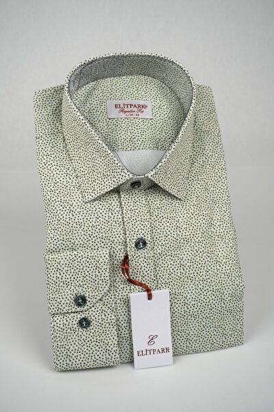 elitpark Cotton Patterned Blue Men's Shirt