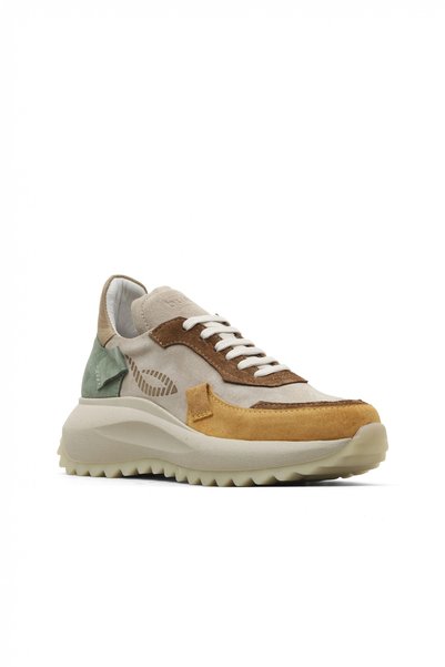 Bueno Shoes حذاء رياضي نسائي جلد أصفر متعدد 01we5000
