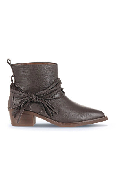 Bueno Shoes Καφέ Δερμάτινες Γυναικείες Μπότες με Τακούνι 01wd4007