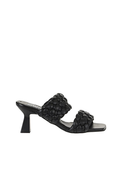 Bueno Shoes Papuci cu toc pentru femei din piele neagră 01wy6804