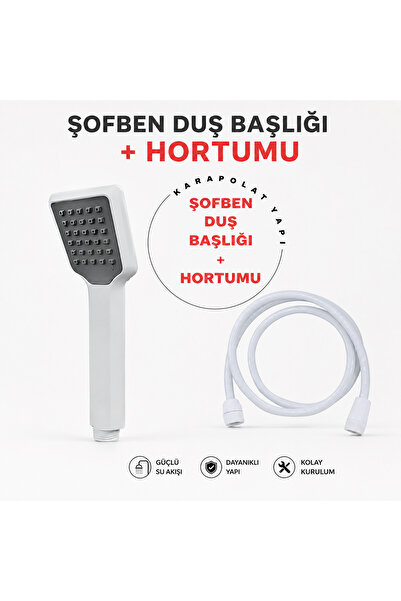 KarapolatYapı Elektrikli Şofben Duş Başlığı Ve Hortumu İhlas Duş Seti
