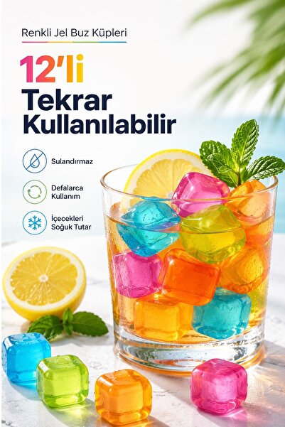 Kitchen Beauty 12 Adet Buz Küpü Tekrar Kullabılabilir Buz Kalıbı Buz Küpleri ...