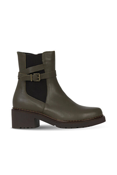 Bueno Shoes Khaki Leather Women's Heeled Boots 01Wf0303