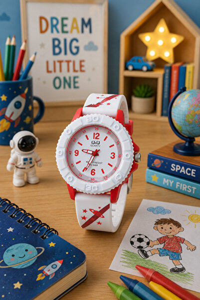 Q&Q 10 Atm Waterproof Silicone Strap Boys' Wristwatch