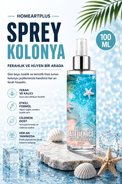 homeartplus Atelier İce 80° Kolonya 100 ml sprey (eau de cologne)