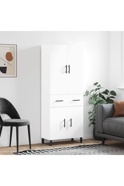 Concept Dulap înalt, alb, 69,5x34x180 cm, lemn compozit